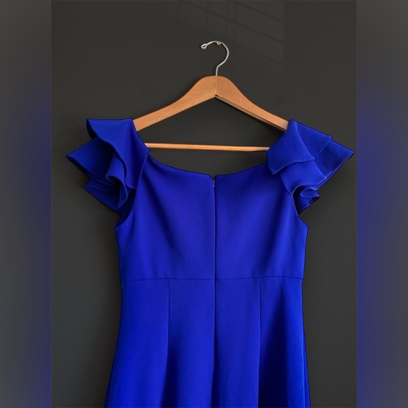 Betsy & Adam Cobalt Blue Evening Gown Maxi Dress Mermaid Ruffle Wedding Prom 4 - Picture 6 of 8